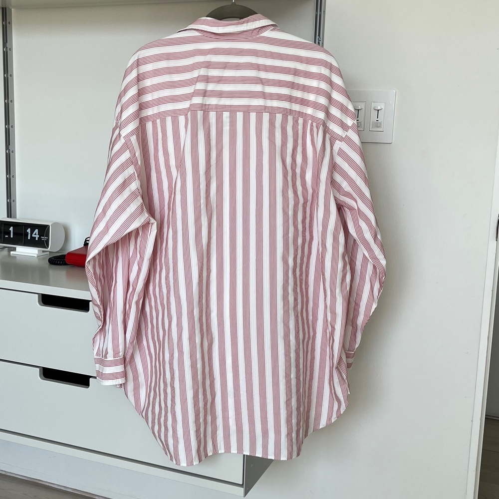 Frank & Eileen Cranberry and White Striped Button-Down Shirt - Picture 6 of 6